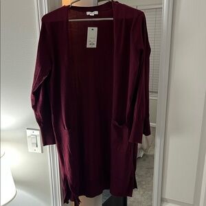 Nine West Wine Open Cardigan